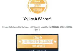 Hardy Signs Ltd | Bark Certificate of Excellence | Winner