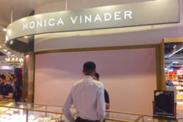 Monica Vinader | Bespoke Manufacturing | Curved Suspended Signs | Retail Sector | Hardy Signs | 2019 | 3