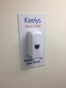 Keely's Solicitors - Hand Sanitiser Stations - Hardy Signs Ltd