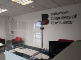 Reception Signage - Hardy Signs - Office Signs - Perspex Screen - Staffs Chamber of Commerce