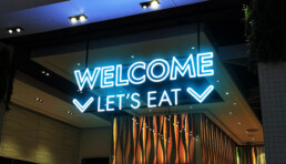 Derbion - Hardy Signs - Indoor Illuminated Welcome Restaurant Signage