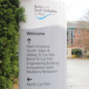 Burton & South Derbyshire College Exterior Totem Signage