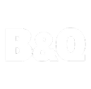 B&Q logo in bold white letters on a black background